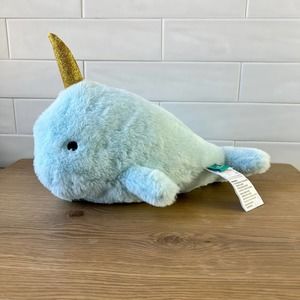 13" Little Journey Warmable Blue Narwhal Soft Animal Plush Hot Cold